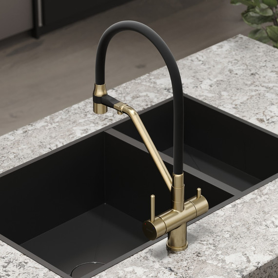 Смеситель для кухни Sancos Dora SC4003BG, золото/чёрный фото 5