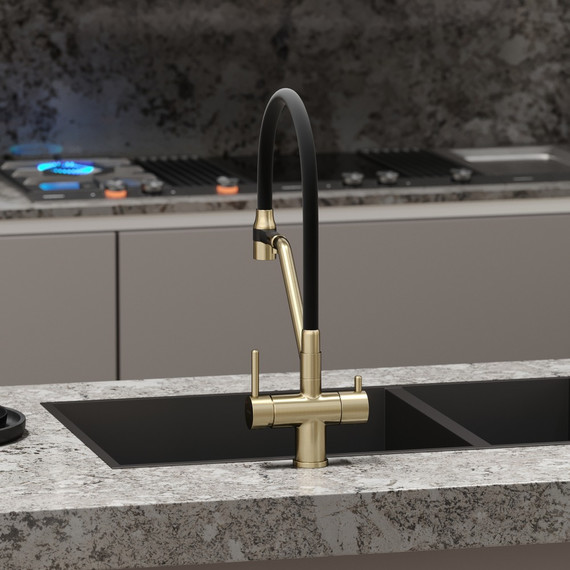 Смеситель для кухни Sancos Dora SC4003BG, золото/чёрный фото 6