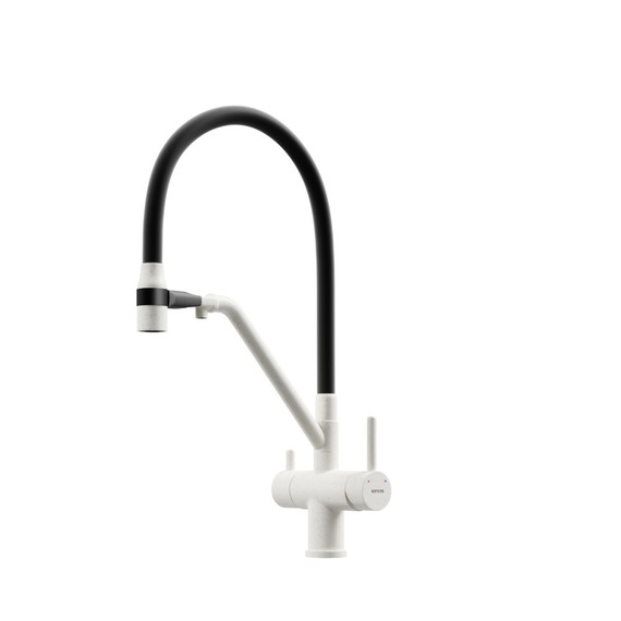 Смеситель для кухни Sancos Dora SC4003GR, белый гранит/чёрный фото 