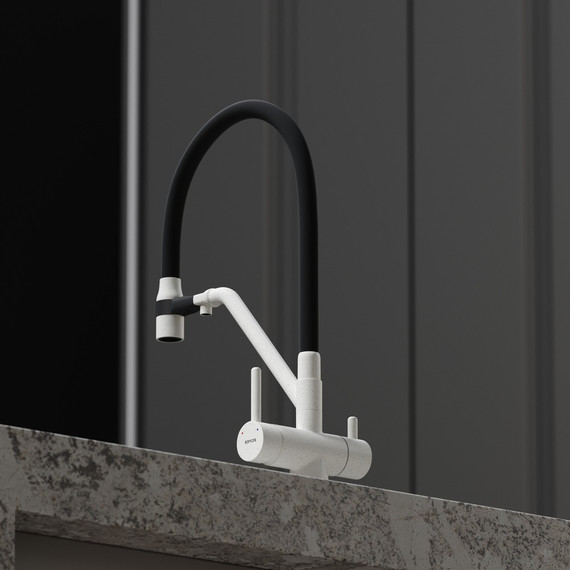 Смеситель для кухни Sancos Dora SC4003GR, белый гранит/чёрный фото 6