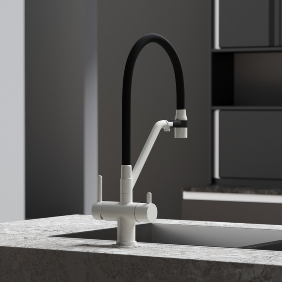 Смеситель для кухни Sancos Dora SC4003GR, белый гранит/чёрный фото 7