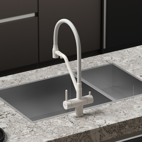 Смеситель для кухни Sancos Dora SC4003MW, матовый белый/белый фото 5