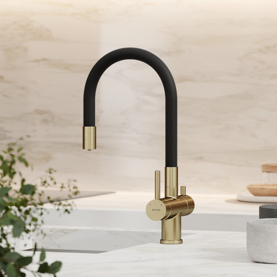 Смеситель для кухни Sancos Lucia SC4004BG, золото/чёрный фото 4
