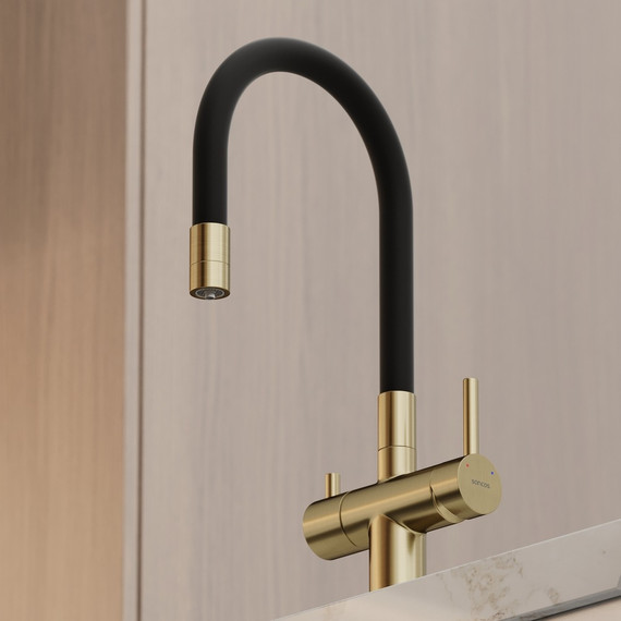 Смеситель для кухни Sancos Lucia SC4004BG, золото/чёрный фото 6