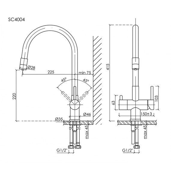 Смеситель для кухни Sancos Lucia SC4004MB, чёрный матовый/чёрный фото 8