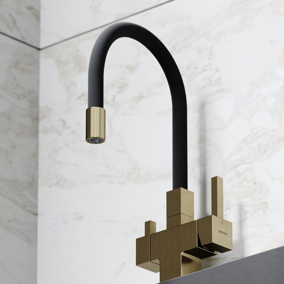Смеситель для кухни Sancos Arno SC4005BG, брашированное золото/чёрный фото 2