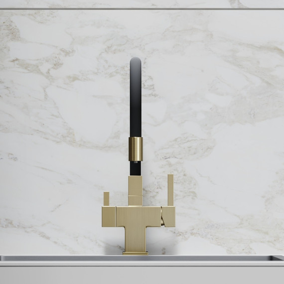 Смеситель для кухни Sancos Arno SC4005BG, брашированное золото/чёрный фото 4