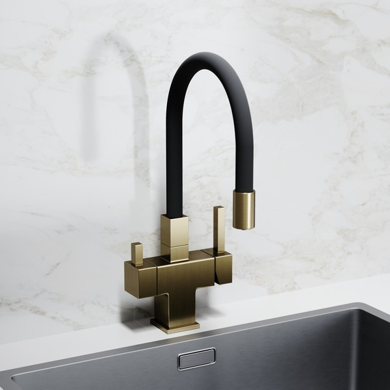 Смеситель для кухни Sancos Arno SC4005BG, брашированное золото/чёрный фото 5