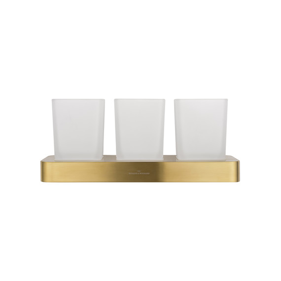 Стакан тройной для зубных щеток Wonzon & Woghand Lotte WW-8338-BG, цвет золото брашированное фото 2