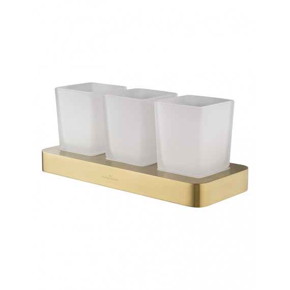 Стакан тройной для зубных щеток Wonzon & Woghand Lotte WW-8338-BG, цвет золото брашированное фото 
