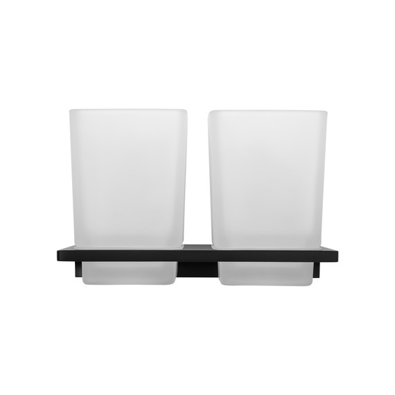 Стакан двойной для зубных щеток Wonzon & Woghand Eclipse WW-9128-BL, цвет чёрный глянцевый фото 2