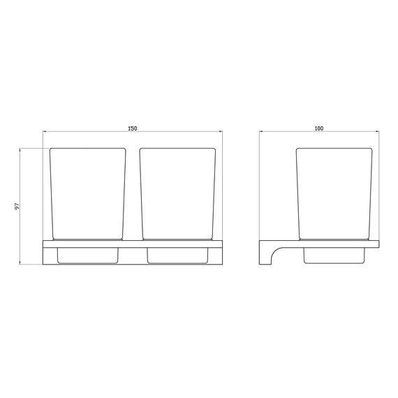 Стакан двойной для зубных щеток Wonzon & Woghand Eclipse WW-9128-BL, цвет чёрный глянцевый фото 4