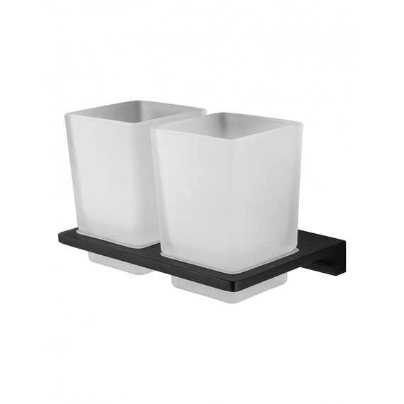 Стакан двойной для зубных щеток Wonzon & Woghand Eclipse WW-9128-BL, цвет чёрный глянцевый фото 