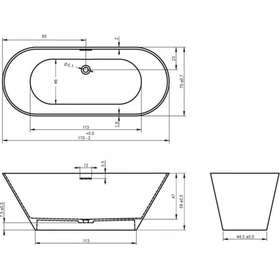 Ванна отдельностоящая Riho BARCELONA 170х70 см фото 2