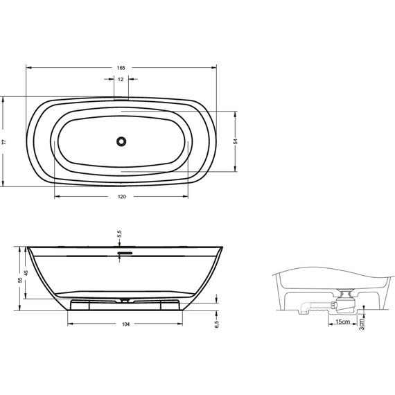 Ванна отдельностоящая Riho BILO 165х77 см фото 2