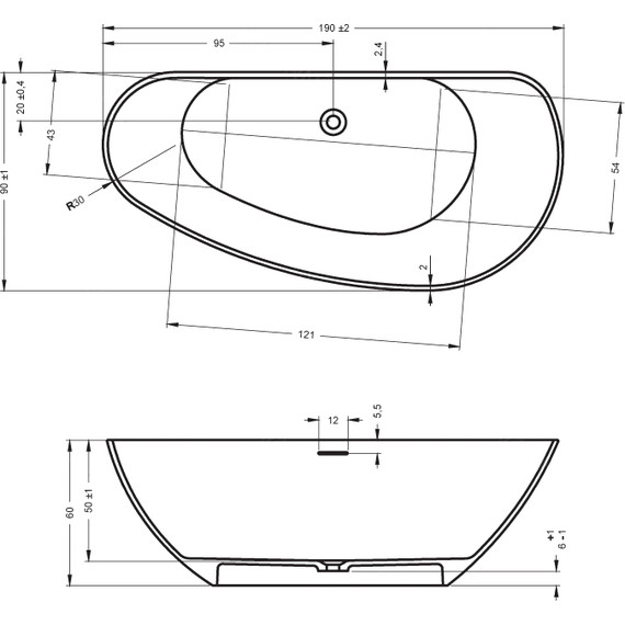 Ванна отдельностоящая Riho GRANADA 190х90 см L фото 2