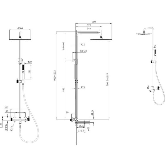 Душевая стойка Allen Brau Priority 5.31A10-31, чёрный матовый фото 14