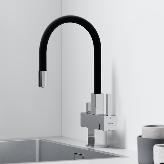 Смеситель для кухни Sancos Arno SC4005CH, хром/чёрный фото 7
