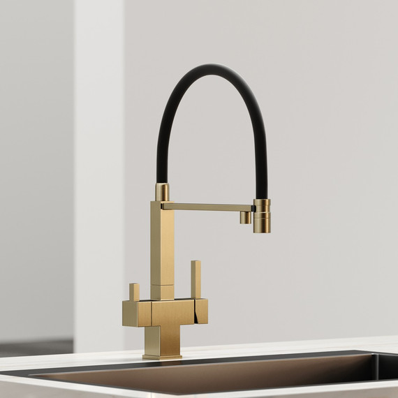 Смеситель для кухни Sancos Moro SC4006BG, брашированное золото/чёрный фото 3