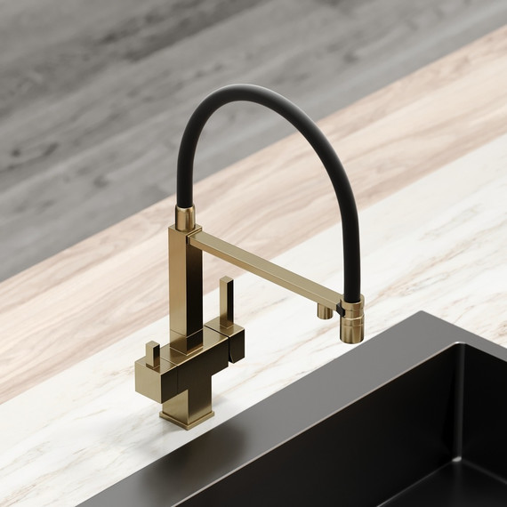 Смеситель для кухни Sancos Moro SC4006BG, брашированное золото/чёрный фото 4