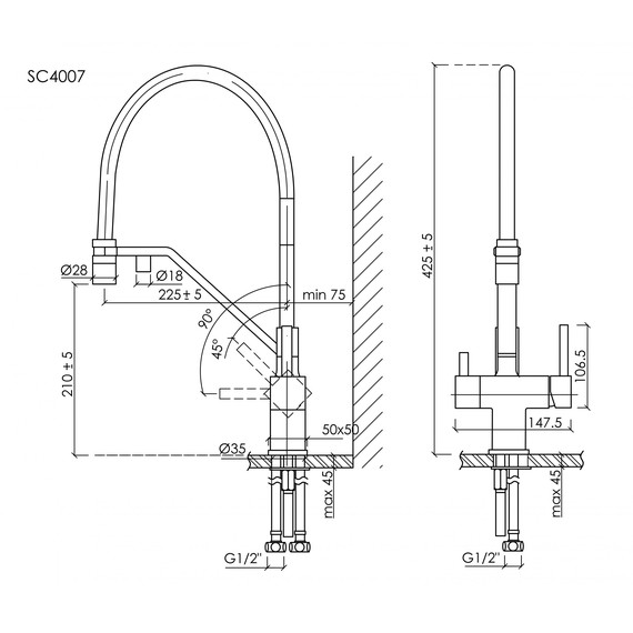 Смеситель для кухни Sancos Loro SC4007BG, брашированное золото/чёрный фото 8