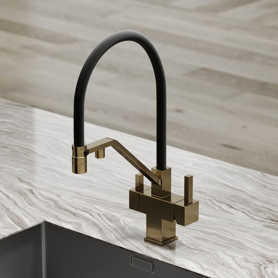 Смеситель для кухни Sancos Loro SC4007BG, брашированное золото/чёрный фото 2