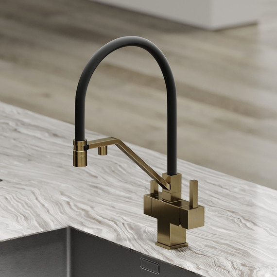 Смеситель для кухни Sancos Loro SC4007BG, брашированное золото/чёрный фото 4
