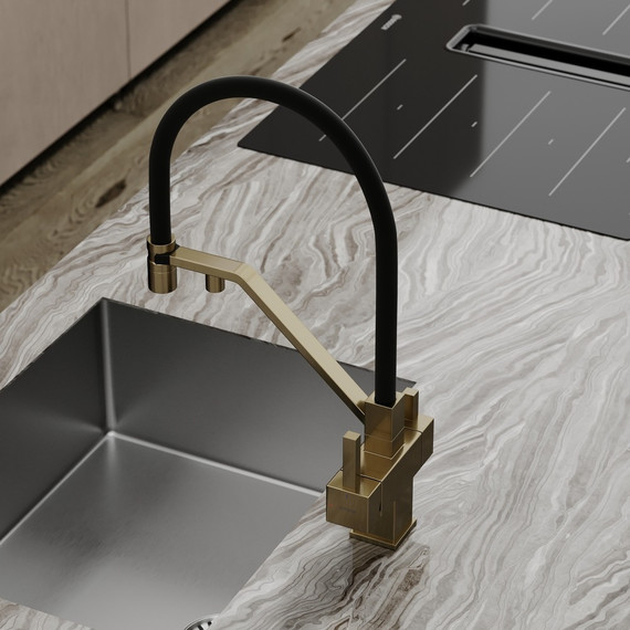 Смеситель для кухни Sancos Loro SC4007BG, брашированное золото/чёрный фото 5