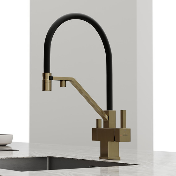 Смеситель для кухни Sancos Loro SC4007BG, брашированное золото/чёрный фото 6