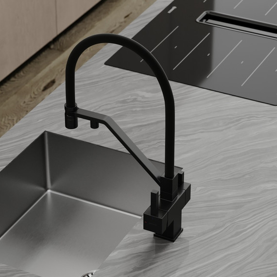 Смеситель для кухни Sancos Loro SC4007MB, чёрный матовый/чёрный фото 4