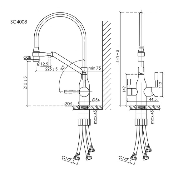 Смеситель для кухни Sancos Orta SC4008BG, брашированное золото/чёрный фото 8