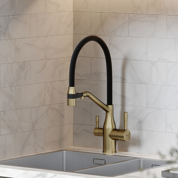 Смеситель для кухни Sancos Orta SC4008BG, брашированное золото/чёрный фото 4