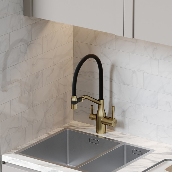 Смеситель для кухни Sancos Orta SC4008BG, брашированное золото/чёрный фото 5