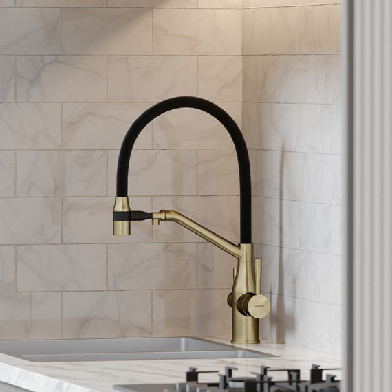 Смеситель для кухни Sancos Orta SC4008BG, брашированное золото/чёрный фото 6
