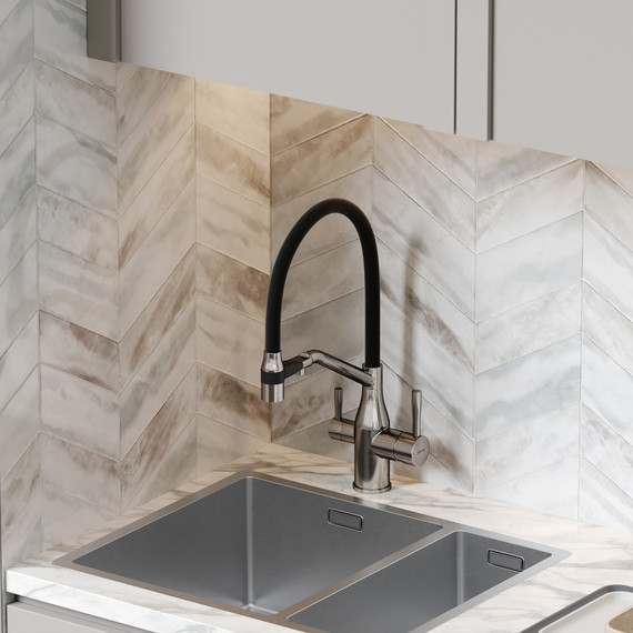 Смеситель для кухни Sancos Orta SC4008BN, никель/чёрный фото 2