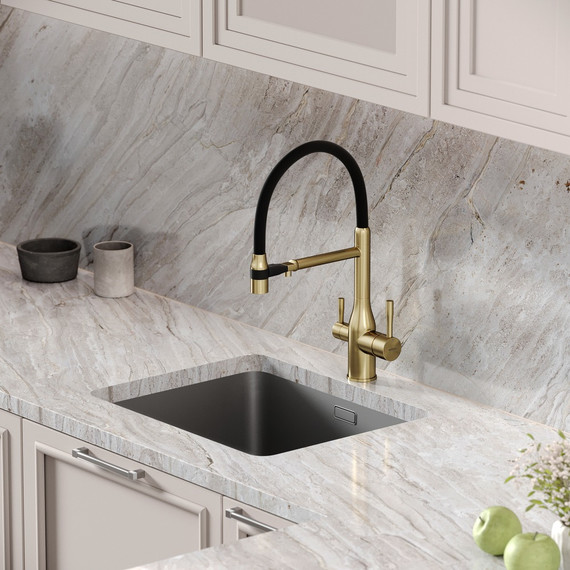 Смеситель для кухни Sancos Garda SC4009BG, брашированное золото/чёрный фото 2