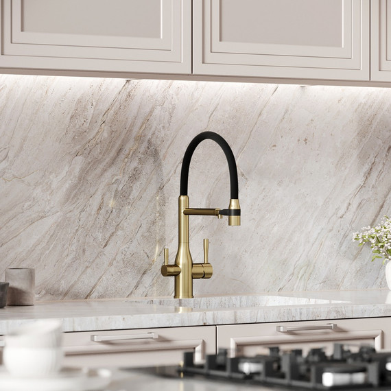 Смеситель для кухни Sancos Garda SC4009BG, брашированное золото/чёрный фото 3