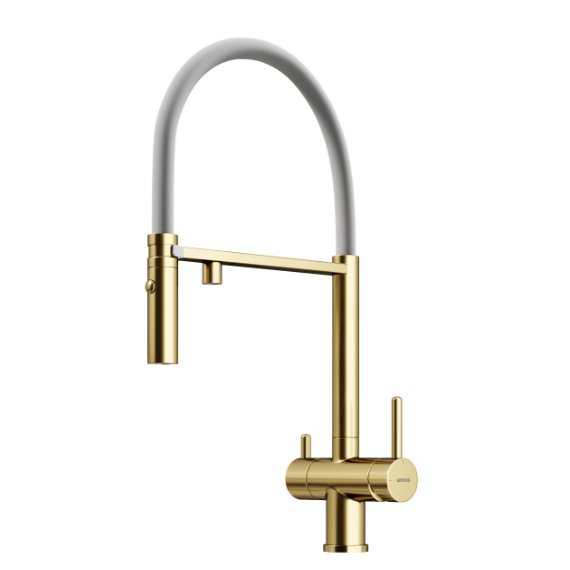 Смеситель для кухни Sancos Imola SC4010BG, брашированное золото/белый фото 