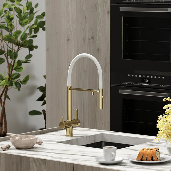Смеситель для кухни Sancos Imola SC4010BG, брашированное золото/белый фото 6