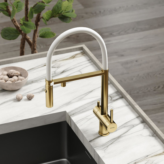 Смеситель для кухни Sancos Imola SC4010BG, брашированное золото/белый фото 2