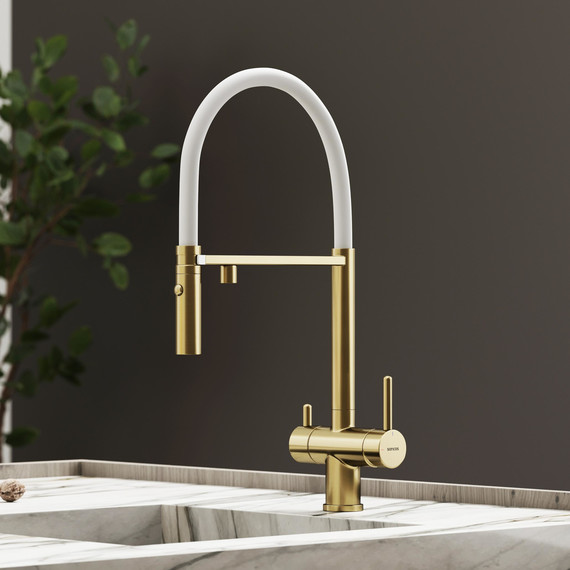 Смеситель для кухни Sancos Imola SC4010BG, брашированное золото/белый фото 5