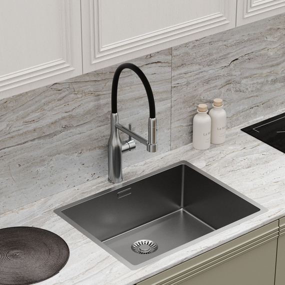 Смеситель для кухни Sancos Pride SC4011BNG, нержавеющая сталь/чёрный фото 2