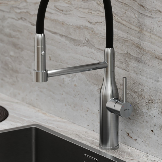 Смеситель для кухни Sancos Pride SC4011BNG, нержавеющая сталь/чёрный фото 5