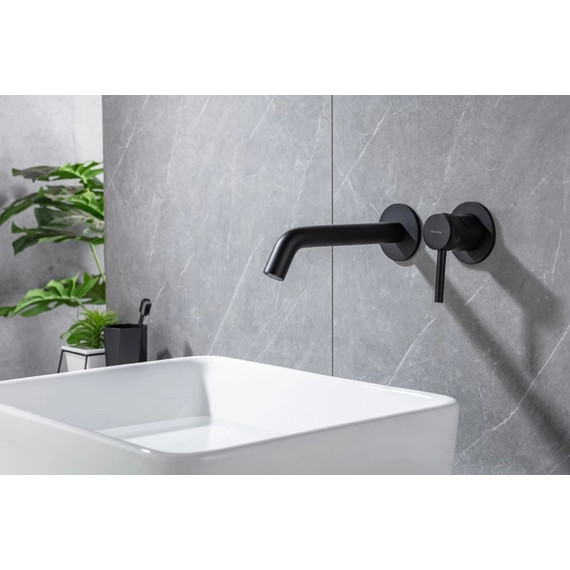 Смеситель для раковины настенный Allen Brau Priority 5.31030-31 (со скрытой частью) чёрный матовый фото 10