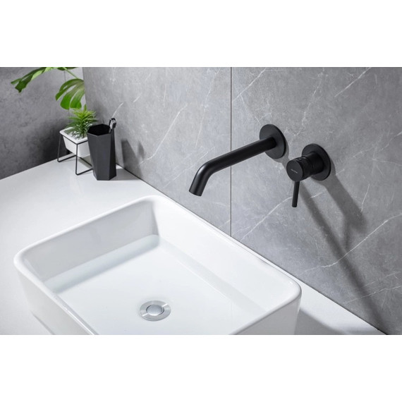 Смеситель для раковины настенный Allen Brau Priority 5.31030-31 (со скрытой частью) чёрный матовый фото 11