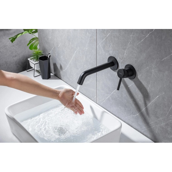 Смеситель для раковины настенный Allen Brau Priority 5.31030-31 (со скрытой частью) чёрный матовый фото 7
