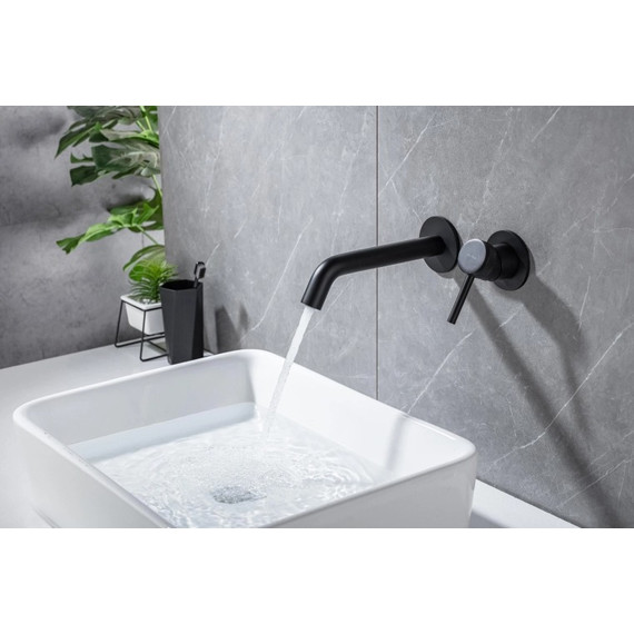 Смеситель для раковины настенный Allen Brau Priority 5.31030-31 (со скрытой частью) чёрный матовый фото 8