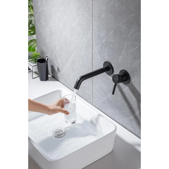 Смеситель для раковины настенный Allen Brau Priority 5.31030-31 (со скрытой частью) чёрный матовый фото 9