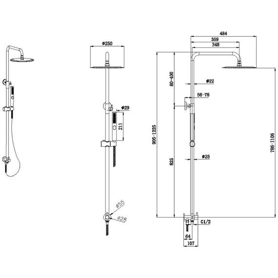 Душевая стойка Allen Brau Priority 5.31031-31, чёрный матовый фото 7