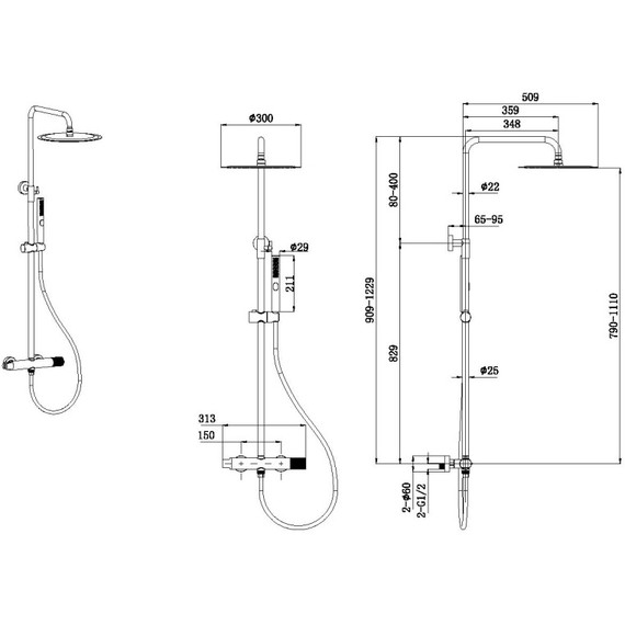 Душевая стойка Allen Brau Liberty 5.33007-31, чёрный матовый фото 6